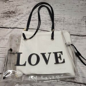 NWOT Large love jelly transparent shoulder tote bag